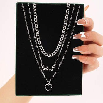 Europe and the United States cross-border new chain ins clavicle chain creative personality simple love love three-layer item