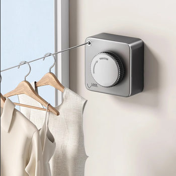 Invisible Clothesline for Drying Clothes, Indoor No-Drill Bathroom Retractable Balcony Steel Wire Rack