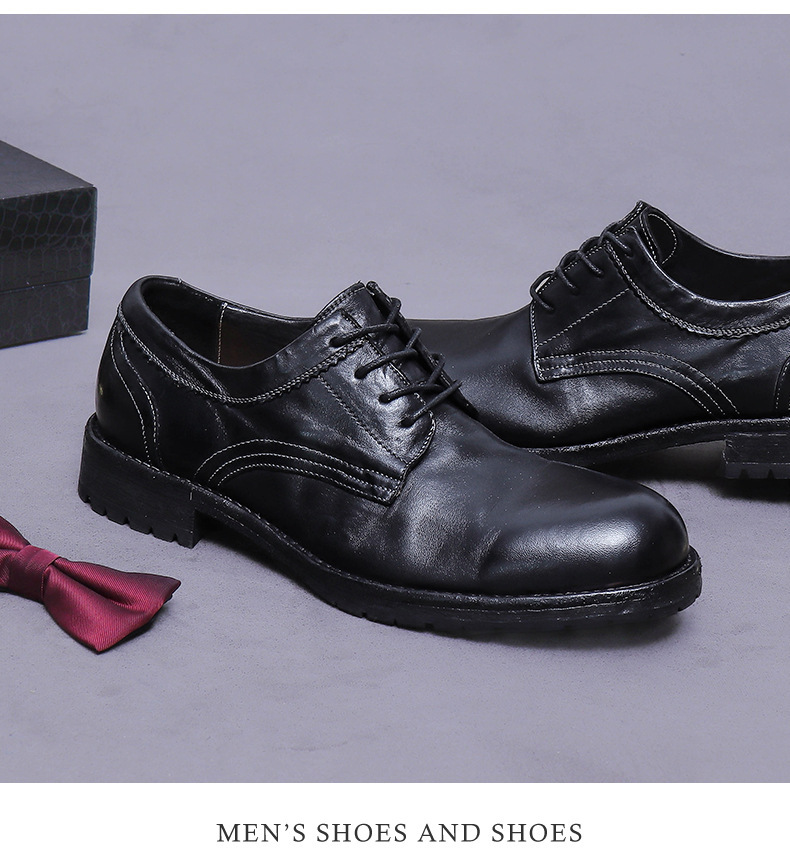 Giày Derby nam da ngựa mũi tròn đế Goodyear cổ điển — màu đen, Màu caramel, Màu cà phê