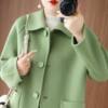 Wool Double-Sided Woolen Wool Outwear for Women Winter Hepburn Style Slim Mid-Length Doll Collar Small Outwear