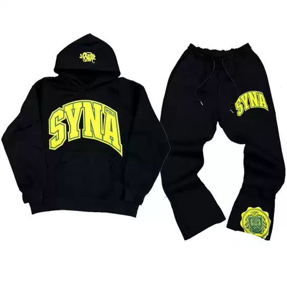 Cross border personalized street Syna printed pattern hoodie set, American style new versatile hoodie for autumn and winter