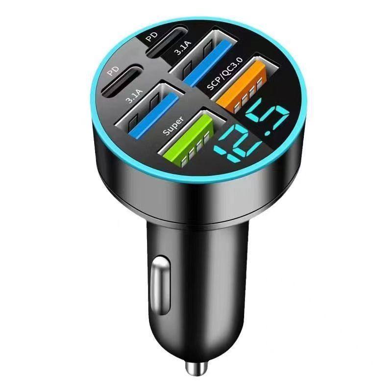 Car mobile phone charger super fast charging head 6 PD flash charging for Android Apple high power car charger