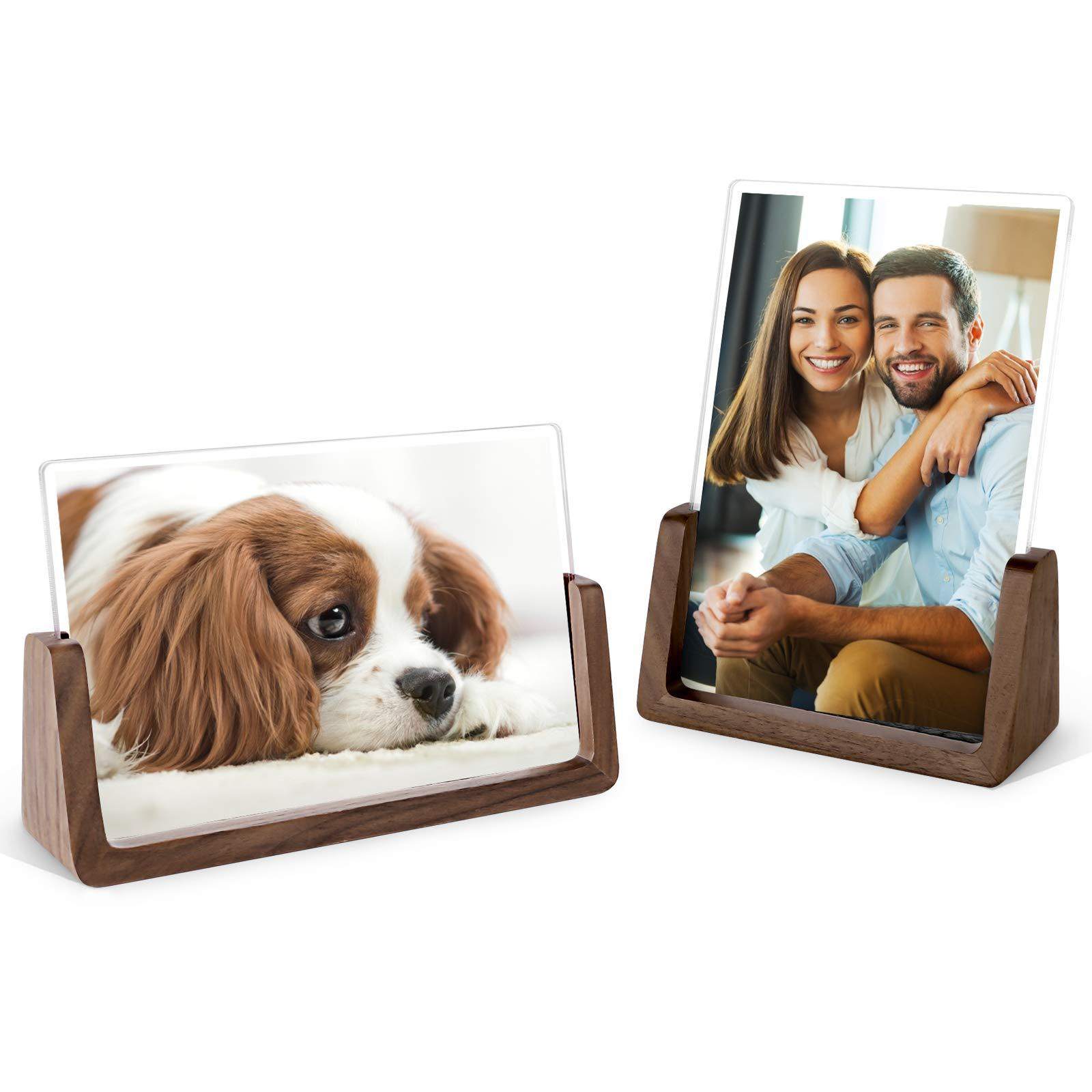 Creative Black Walnut Solid Wood U-Shaped Photo Frame Base European-Style Wooden Photo Frame Display Stand Home U-Shaped Photo Frame Ornament