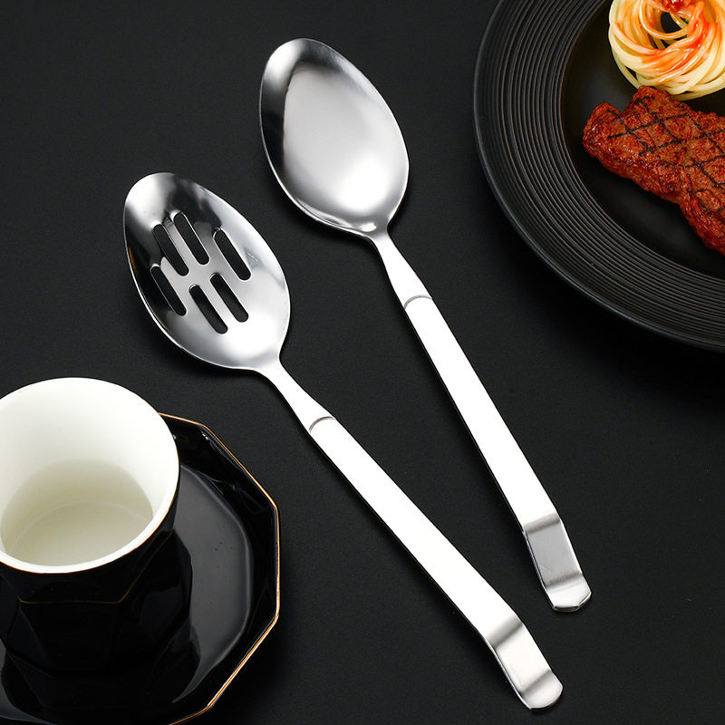 Stainless Steel Lengthen Thickened Hotel Restaurant Buffet Spoon Service Split Common Spoon Soup Colander Laser LOGO