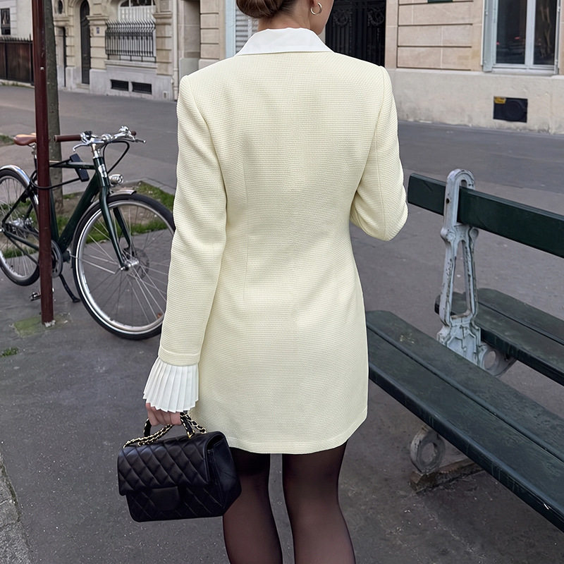 French Style Waist Defined Blazer Dress Elegant Lapel Lightweight Fabric Chic Design Perfect for Office and Evening