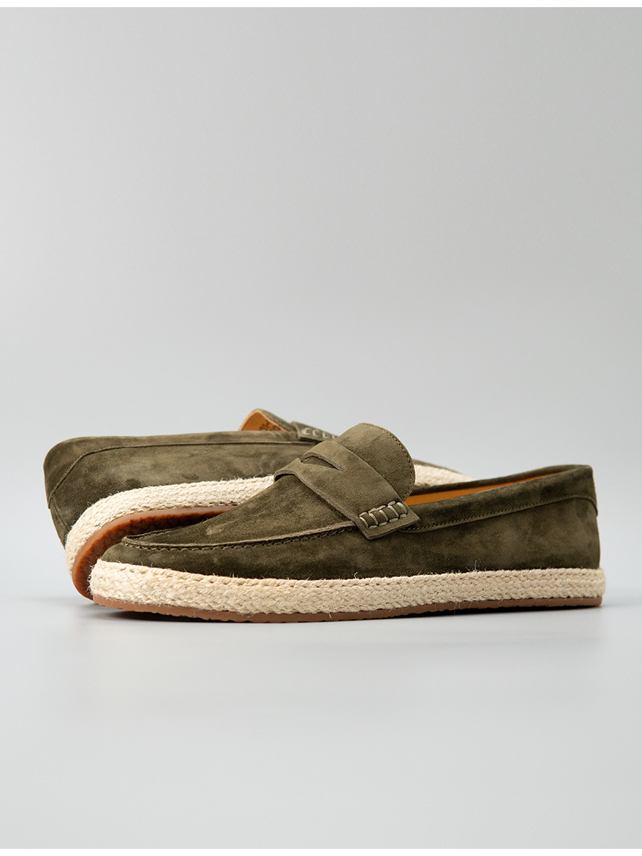 Giày lười nam Luofan chất liệu cashmere, đế cói đan thủ công, không dây, đa năng — màu đen, Màu xanh dương, màu xám, Xanh lá cây