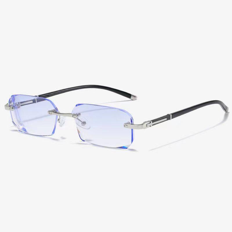 Finished rimless myopia glasses for men and women ultra-light cut-edge glasses frame anti-radiation discoloration astigmatism myopia large face