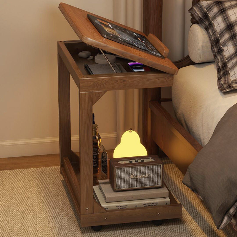 Bedside table replacement creative small apartment bedroom household movable bedside table simple solid wood bedside storage rack