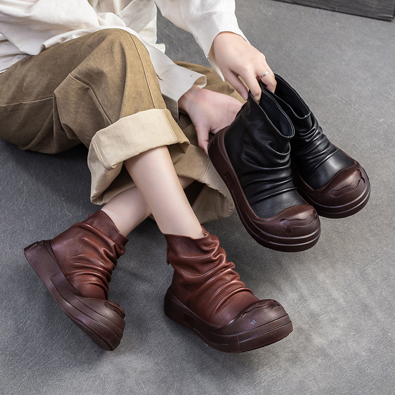 Giày Boot Martin Nữ Chất Liệu Da Bò Hàng Mùa Xuân Thu Đông