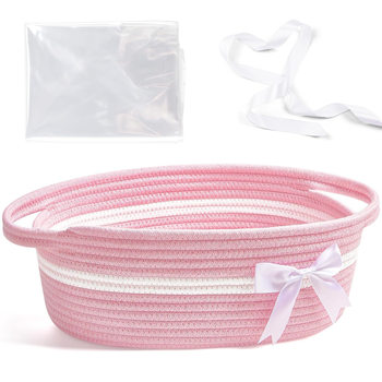 Cross-Border Woven Cotton Rope Storage Basket for Desktop Cosmetics, Miscellaneous Items, Toys, Bow-Knot Storage Basket for Washing and Organizing