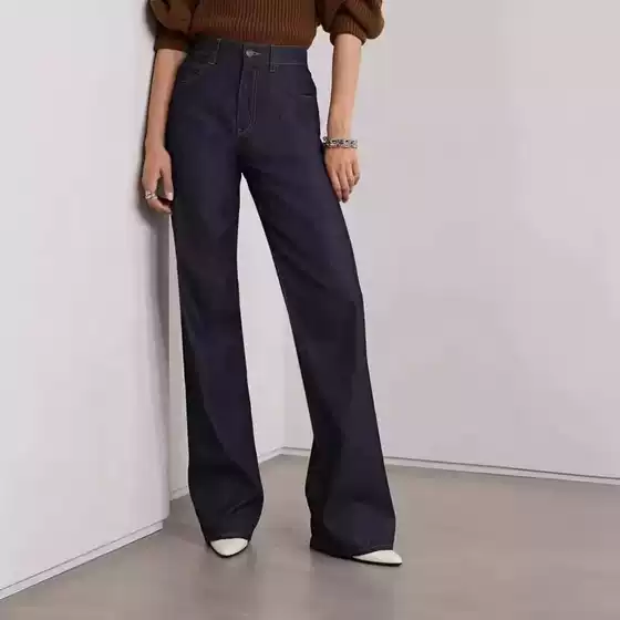 Th~Row 2026 Spring and Autumn High-Waisted Straight-Leg Slimming Loose Casual Wide-Leg Jeans for Women