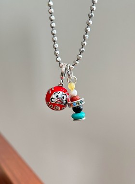 古风脸谱项链s925女生