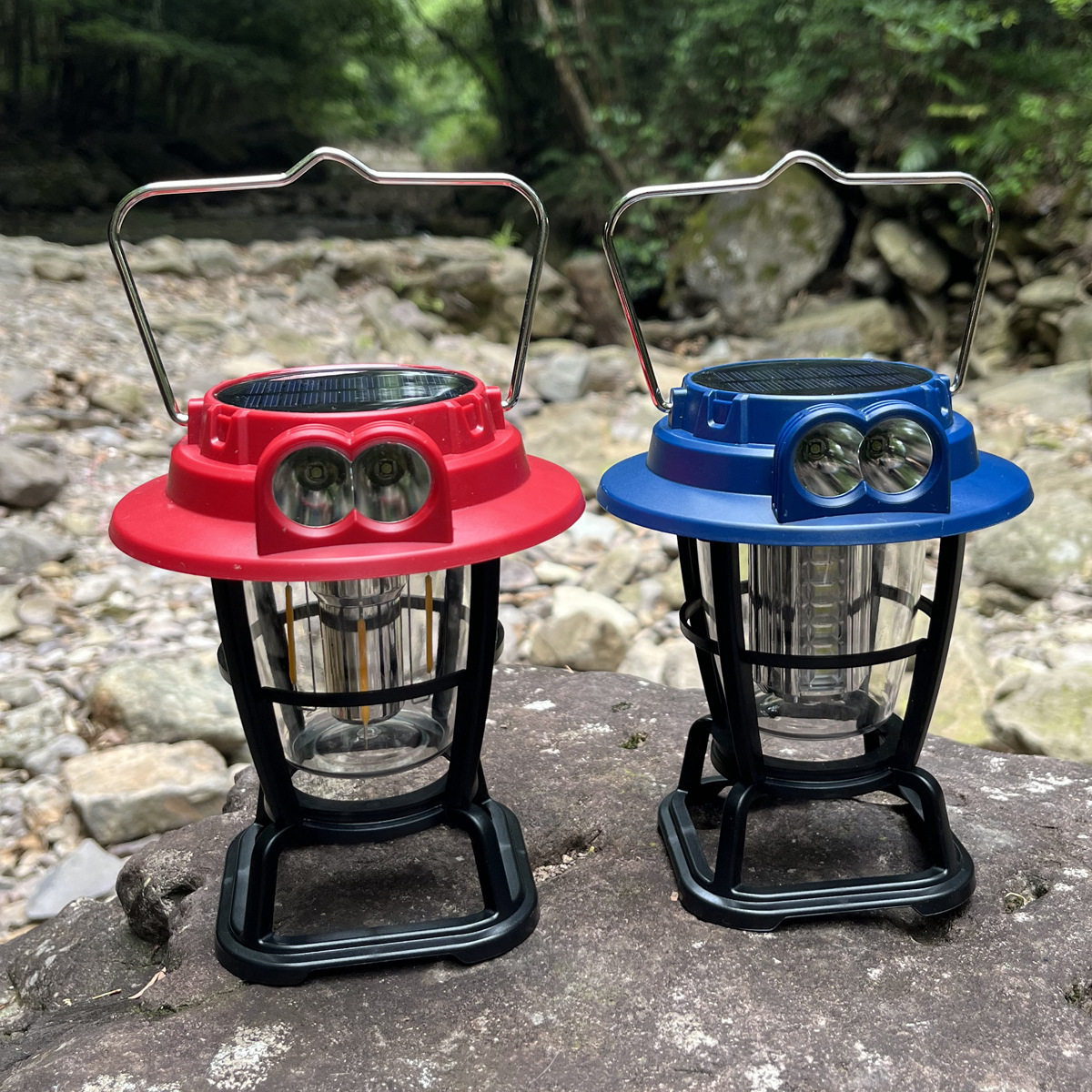 Solar Rechargeable Horse Lantern Led Flashlight Strong Light Outdoor Portable Lighting Camping Light Household Emergency Satchel Light