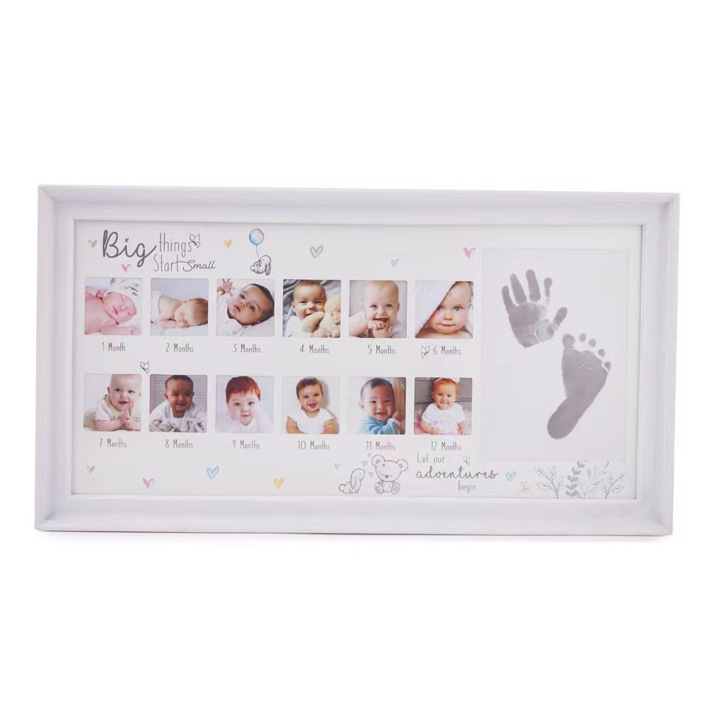 PP Baby 12 Months Hand Footprint Commemorative Photo Frame Infant Year Old Growth Record Creative Photo Frame Cross Border