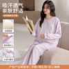 100% Cotton Confinement Clothes, Spring and Autum Long-Sleeved Maternity Pajamas with Breast Pads, Maternity Clothes, Postpartum Nursing Suits