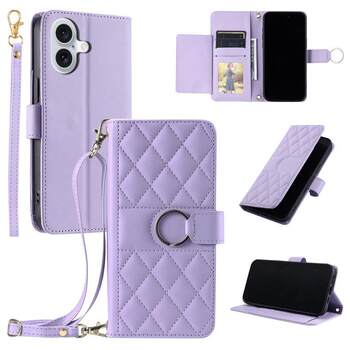 Ring Buckle Small Fragrance Style Suitable for Iphone16E Leather Case 15/14 New Card Multi-Function Wallet Diagonal Protective Case