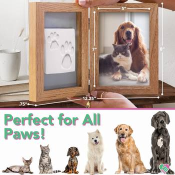 Pet dog paw print hands and feet inkpad souvenir pet cat solid wood photo frame suit DIY