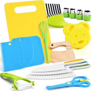 Spot Wholesale Amazon Same Style Children's Safety Knife Plastic Knife Early Education Plastic Play House Kitchen Knife Set