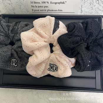 Autumn and Winter New Style Cut Out Knitted Hair Band Ball Head High Elastic Hair Tie Women's Rubber Band Simple High-End Headband