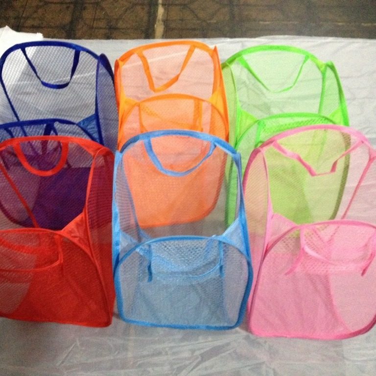 New foldable laundry basket solid color mesh breathable dirty clothes basket toy sundries storage basket strength manufacturers wholesale