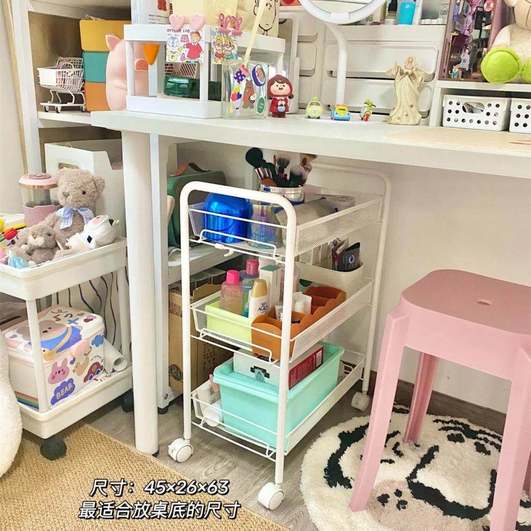 Kitchen Storage Rack, Movable Household Trolley, Floor-Standing Multi-Layer Vegetable Basket, Vegetable Basket, Toy Storage Artifact