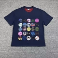 Multi-pattern/short-sleeved dark blue