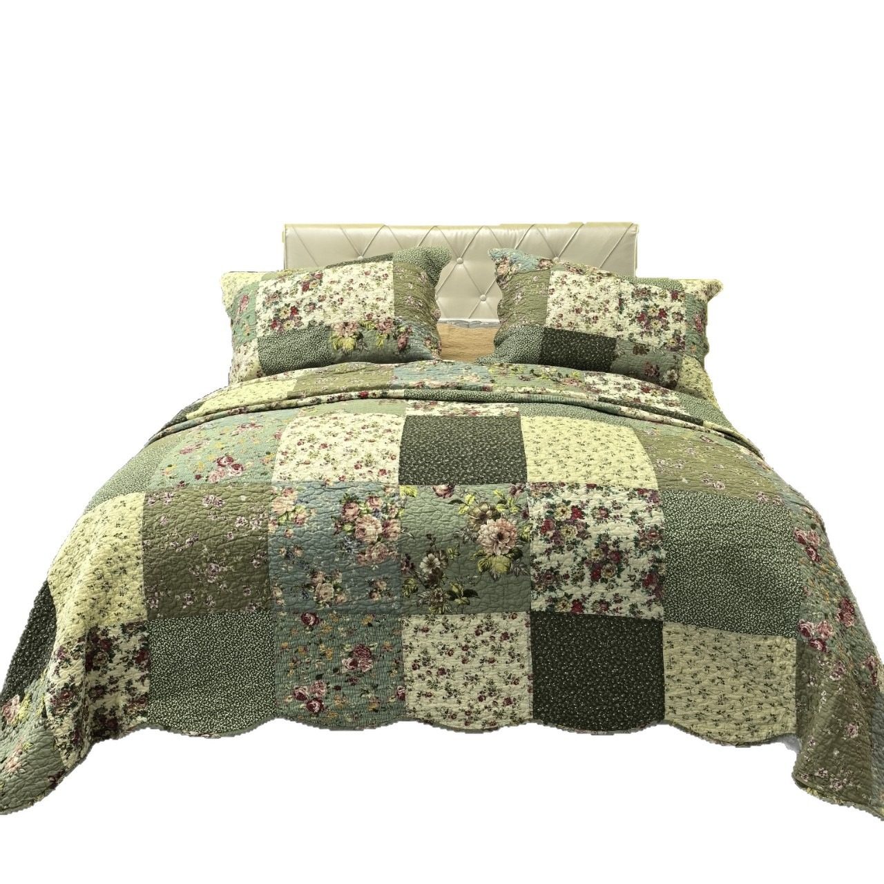 Foreign Trade Export European and American Quilted Quilt Pure Cotton Bed Cover European Style Handmade Patchwork Quilted Thickeneded Bed Bed Sheets Bed Cover Three-Piece Set