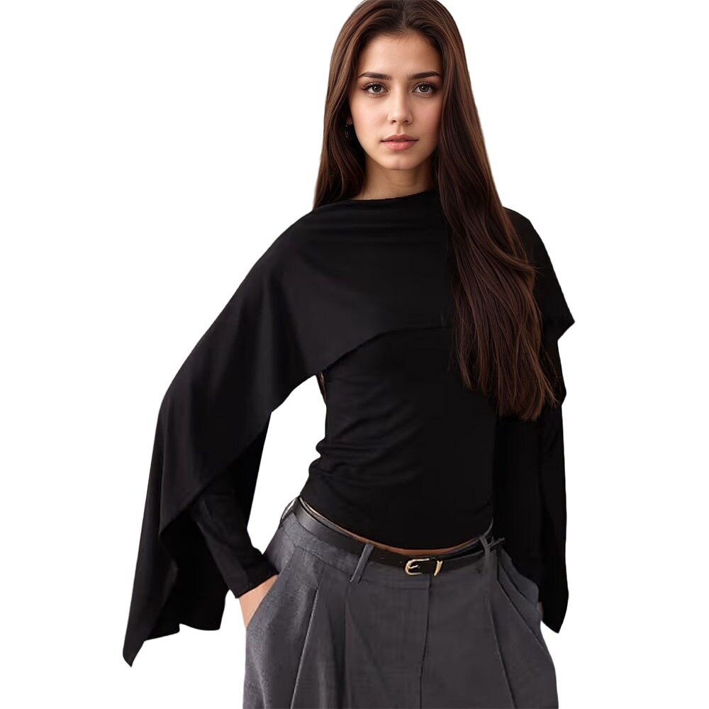 Dark Aesthetic Womens Cape Sleeve Top High End Design Unique Style Spring Summer Fashion Wholesale Available