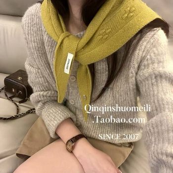 Juyang Korean 100% Wool Small Wool Scarf Ins Blogger Asymmetrical Triangle Scarf Women's Whitening Scarf