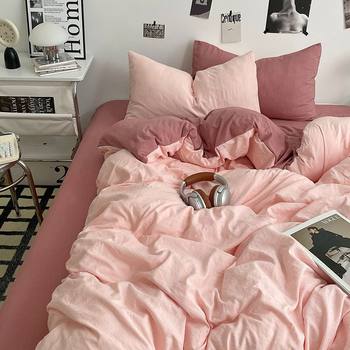 Category a Maternal and Infant Grade, Ultra-Soft Washed Brushed Bed Sheetss and Quilt Covers for Sleeping Naked, Four-Piece Set, Student Dormitory Three-Piece Set, Fitted Bed Sheets 4