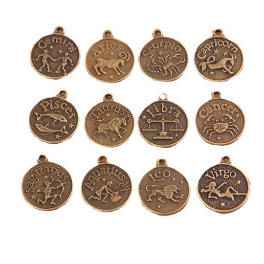 2 Color 2 Size DIY Retro Alloy Jewelry Accessories 12 Constellation Pendant Charm Pendant Bracelet Necklace Accessories