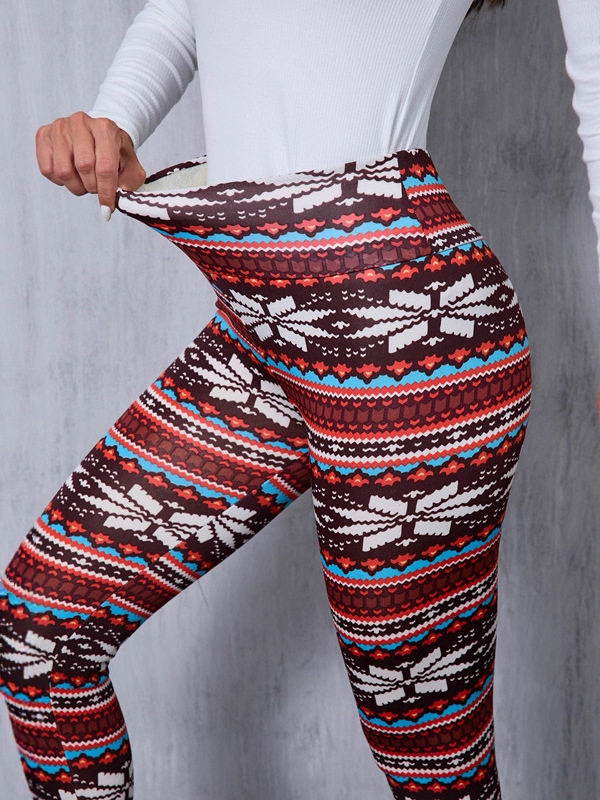 跨境专供加绒加厚光板羊羔绒打底裤女秋冬高腰紧身裤保暖裤瑜伽裤