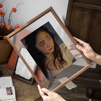 Double-Sided Transparent Acrylic Photo Frame Embossed Specimen Frame Table Solid Wood Photo Frame Decorative Painting Landscape Photo Wall Hanging Picture Frame