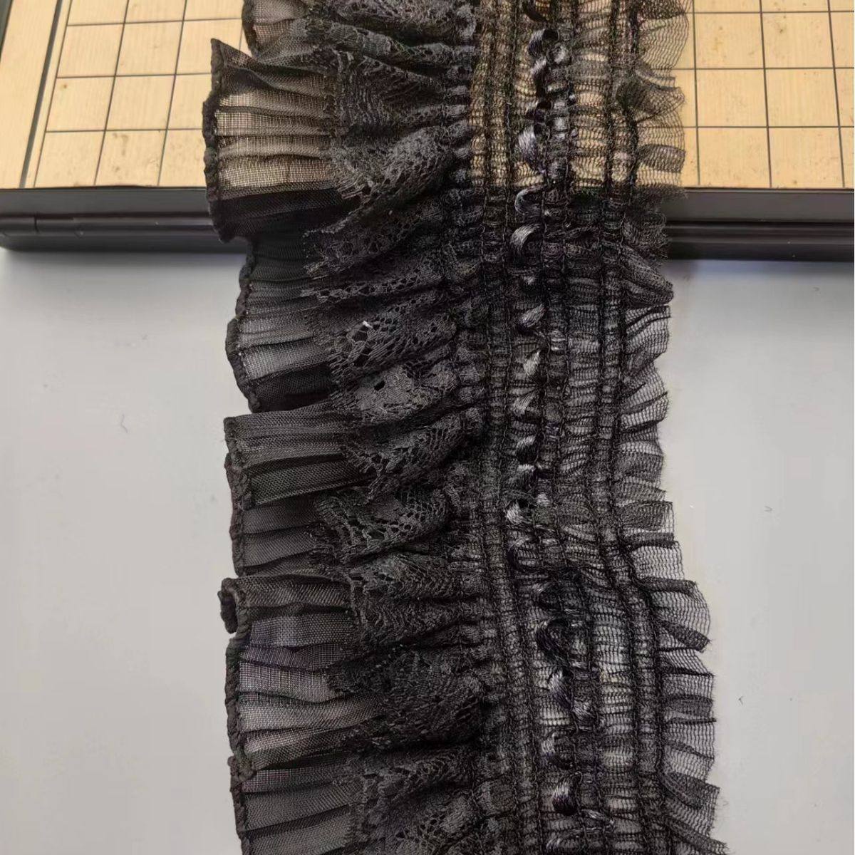 9CM Double Layer Stretch Pleated Lace Cuff Skirt Doll Dress Mirror Border Edge Lolita Dress