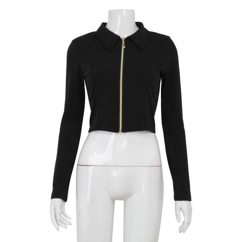 Womens Slim Fit Long Sleeve Zip Up Cardigan Sexy Backless Design American Style Casual Wear for Spring and Fall