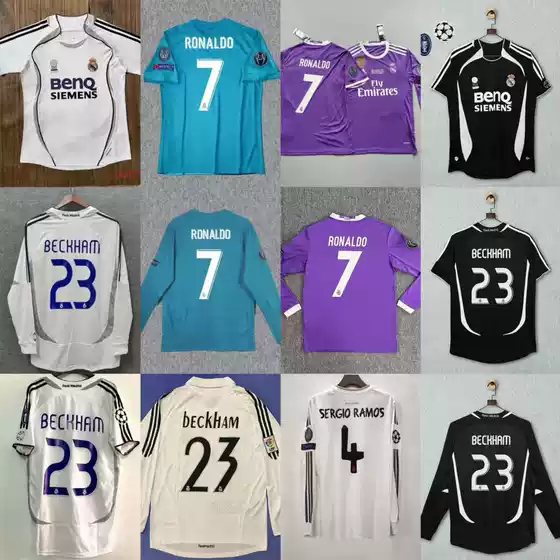 0506 Real Madrid Long and Short Sleeve 1718 Home Beckham Kaka 05-22 Season Jersey Breathable Classic Retro