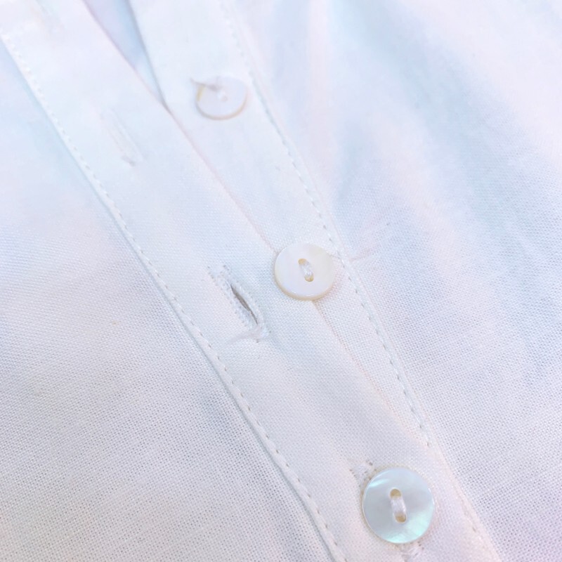 Bộ đôi sơ mi nữ tay loe chất liệu cotton lanh dáng ôm phong cách tối giản — Màu trắng