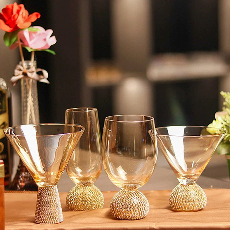 Light Luxury European-Style Diamond Glass Wine Glass with High Aesthetic Value, Diamond-Encrusted Red Wine Glass, Spirits Glass, High-End Whiskey Glass