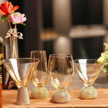 Light Luxury European-Style Diamond Glass Wine Glass with High Aesthetic Value, Diamond-Encrusted Red Wine Glass, Spirits Glass, High-End Whiskey Glass