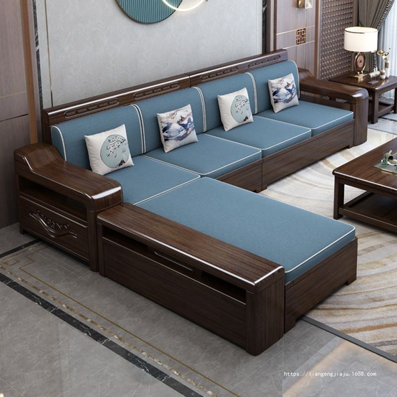 乌金木实木沙发组合储物沙发冬夏两用小户型现代轻奢客厅家具