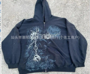 American retro street new cross-border e-commerce Y2K Harajuku hip-hop graphic cardigan casual cardigan sportswear jacket