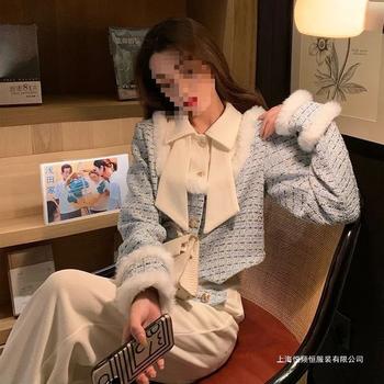 Tweed Style Suit for Women Autumn and Winter 2025 New Ladylike Elegant Slimming Look Goddess Style Wide-Leg Pants Two-Piece Set