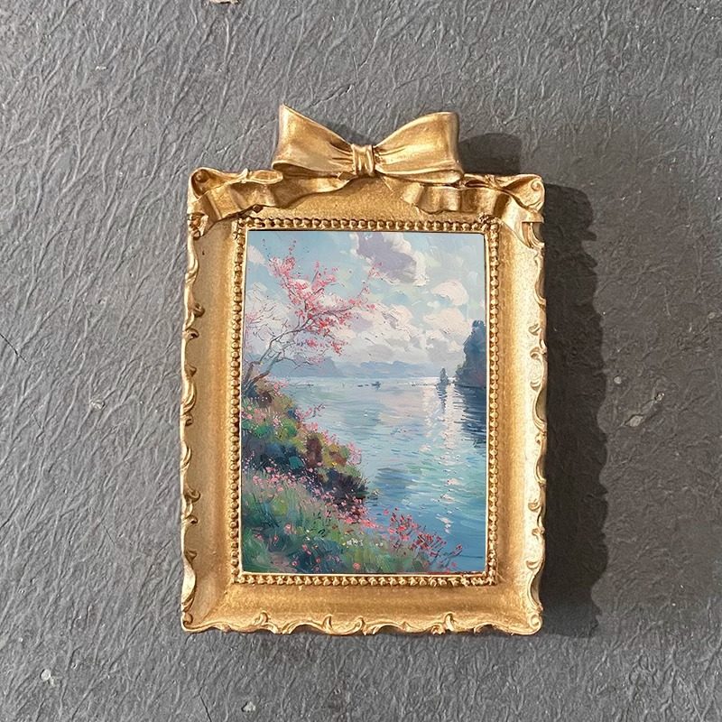 Cross-Border Popular European Bow Resin Photo Frame Picture Frame Rectangular Photo Frame Creative Hollow Table Wedding Retro