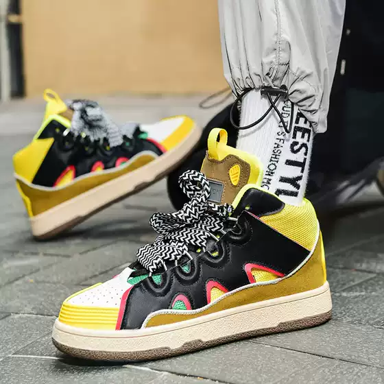 Cross-Border Popular Autumn and Winter European Station Couple Bread Shoes Moral Training Shoes Dad High-Top Casual Sports Shoes Trendy Shoes
