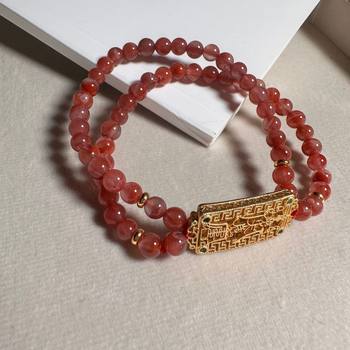 New Chinese Bracelet Natural Duobao Amethyst Bracelet Nine Purple Fire Women's Guofeng Freshwater Pearl Double Ring Bracelet