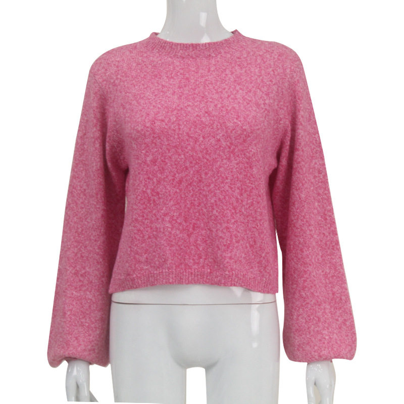 Knit Sweater Round Neck Long Sleeve Sexy Backless Tie Design Short Style Casual Wear for Autumn and Winter