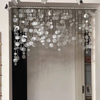 French Pearl Shell Disc Bead Curtain Aisle Partition Curtain Door Curtain Modern Dreamy Romantic Hanging Curtain Curtain