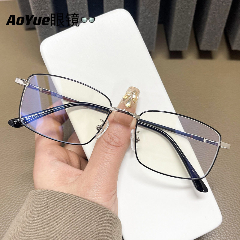 80056 New Metal Trendy Box Flat Mirror Fashion Casual Anti-Blue Light Glasses Personalized Men's and Women's Glasses Frame
