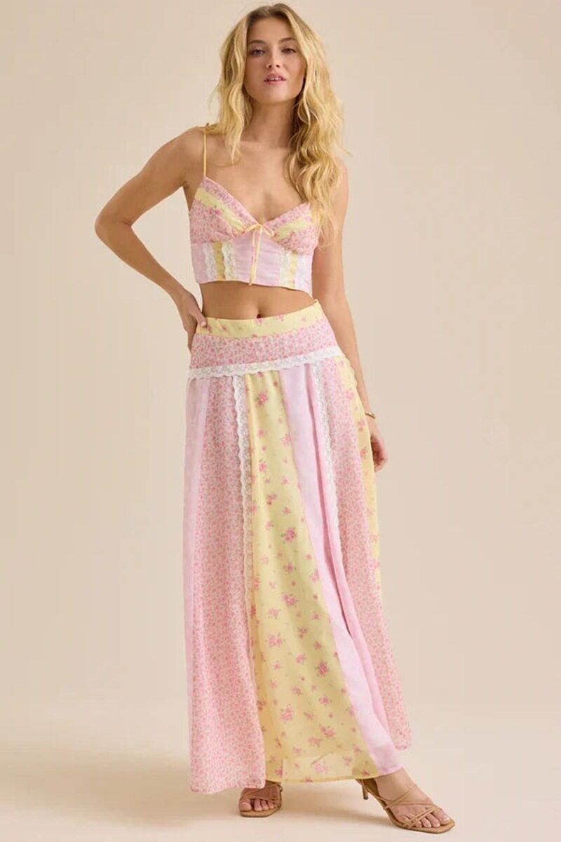 Floral Print Cami Top and Maxi Skirt Set Womens Summer Outfit Lightweight Comfortable Stylish Wholesale Available