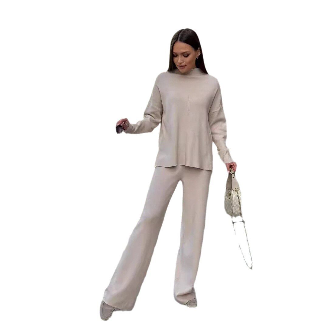 Womens Autumn Winter Oversized Sweater and Pants Set Long Sleeve Casual Split Design Perfect for Everyday Wear